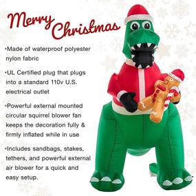 img 3 attached to 🎅 Christmas Masters 8 Foot Inflatable T-Rex Dinosaur with Santa Hat - Fun Tyrannosaurus Xmas Holiday Blow Up Decoration