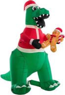 🎅 christmas masters 8 foot inflatable t-rex dinosaur with santa hat - fun tyrannosaurus xmas holiday blow up decoration logo