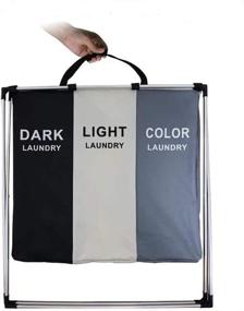 img 1 attached to 🧺 YXTD Laundry Hamper Sorter Clothes Basket with Aluminum Frame, 3 Sections for Home, College Use - Dark+Light+Gray