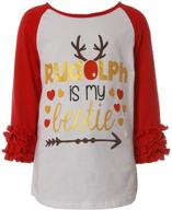 👧 blunight collection little girl kids back to school raglan cotton christmas top tee t-shirt size 2-8: stylish & comfortable holiday wardrobe for girls logo