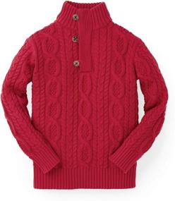 img 3 attached to 👦 SEO-Optimized: Boys' Mock Neck Cable Sweater with Button Placket by Hope & Henry