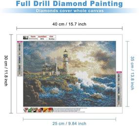 img 3 attached to 🖼️ MXJSUA 5D Diamond Painting Kits Full Drill Rhinestone DIY Arts Craft Home Wall Decor - Seaside Lighthouse Cottage, 12x16inch