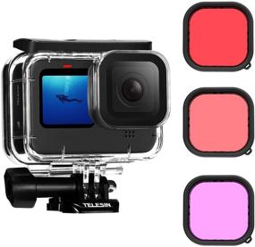 img 4 attached to 🏊 TELESIN Waterproof Case with Dive Filters for GoPro Hero 10 Hero 9 Black - Ultimate Underwater Scuba Snorkeling and Deep Diving Accessory Bundle