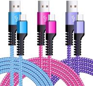 ⚡ быстрая зарядка для телефона high-speed usb c cable - 3 шт, 6 футов плетеный зарядный кабель для samsung galaxy, lg stylo, moto, google pixel и других. логотип