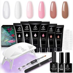 img 4 attached to 💅 Beetles Poly Extension Gel Nail Kit: Clear Pink Nude All-in-One French Kit with Mini Nail Lamp - Perfect Valentines Day Gift for Nail Art Enthusiasts