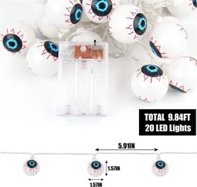 img 2 attached to 🎃 Halloween Eyeball String Lights - 20 LED Battery Operated Fairy Lights for Indoor Outdoor Decoration (Purple) by CCINEE