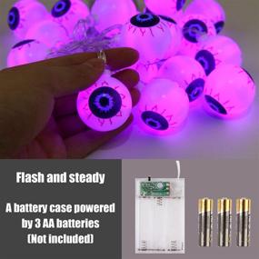 img 1 attached to 🎃 Halloween Eyeball String Lights - 20 LED Battery Operated Fairy Lights for Indoor Outdoor Decoration (Purple) by CCINEE