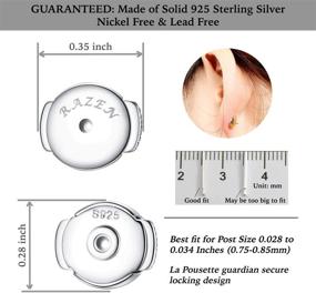 img 2 attached to 👂 Hypoallergenic 925 Sterling Silver Earring Backs for Heavy Studs and Droopy Ears - RAZEN Replacements with Locking Design in 18K White Gold Plated - Includes La Pousette Guardian Protektor Push Backs (2 Pairs, Silver)