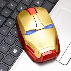 img 2 attached to Беспроводная мышь Iron Man - полноразмерная оптическая мышь 2,4 ГГц с нано USB-приемником - 3 уровня настраиваемой чувствительности DPI - для ноутбука, ПК, ноутбука MacBook (золото)