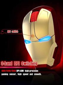 img 3 attached to Беспроводная мышь Iron Man - полноразмерная оптическая мышь 2,4 ГГц с нано USB-приемником - 3 уровня настраиваемой чувствительности DPI - для ноутбука, ПК, ноутбука MacBook (золото)