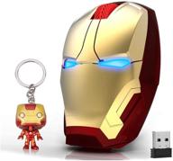 беспроводная мышь iron man - полноразмерная оптическая мышь 2,4 ггц с нано usb-приемником - 3 уровня настраиваемой чувствительности dpi - для ноутбука, пк, ноутбука macbook (золото) логотип