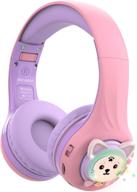 🎧 riwbox baosilon cb-7s cat kids headphones: wireless/wired, light up bluetooth over ear headphones with mic, volume limited & safe for school, tf-card compatible (purple & pink) logo