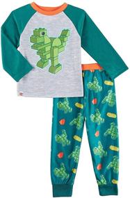 img 4 attached to 🦖 Dinosaur Trucks LEGO Duplo Toddler Boys Poly Top and Flannel Jogger Pants Pajama Set