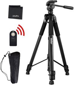 img 4 attached to 72-Inch Black Heavy Duty Aluminum Camera Tripod Bundle with Wireless Remote for Canon Digital Cameras - Includes UltraPro Microfiber Cleaning Cloth