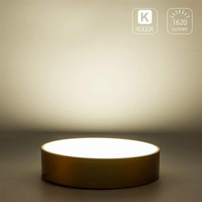 img 3 attached to 💡 Lanros Modern Gold LED Ceiling Light Fixture 13.8-inch Drum Dimmable Flush Mount - Perfect for Dormitiry Hallways, Bedrooms, Foyers, and Kitchens - 18W 1530LM, 4000K Neutral White