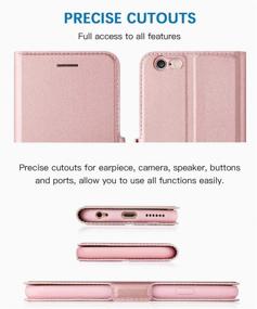 img 2 attached to 📱 Aunote iPhone 6/6s Wallet Case: Magnetic Closure, Card Slot & Kickstand - Full Protection in Rose Gold