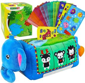 img 4 attached to 🐘 Мягкая слоновая магическая коробка для салфеток KUANGO для детей: шуршащая игра для развития осязания и контрастного восприятия для однолетних.