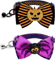 🐱 azusa 2-pack festive breakaway cat collars with bowtie - halloween/christmas theme, quick release safe buckle, size adjustable from 8" - 12 logo