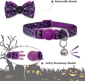 img 3 attached to 🐱 Azusa 2-Pack Festive Breakaway Cat Collars with Bowtie - Halloween/Christmas Theme, Quick Release Safe Buckle, Size Adjustable from 8" - 12