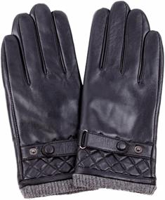 img 1 attached to Bzybel Genuine Leather Driving Mortorcycle Men's Accessories for Gloves & Mittens
