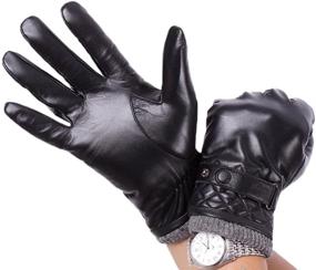 img 4 attached to Bzybel Genuine Leather Driving Mortorcycle Men's Accessories for Gloves & Mittens