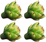 🌿 green fake artichokes for home kitchen & party decoration - set of 4 artificial artichokes, faux vegetables, plastic flowers - ideal for christmas & weddings логотип