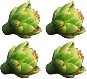 img 4 attached to 🌿 Green Fake Artichokes for Home Kitchen & Party Decoration - Set of 4 Artificial Artichokes, Faux Vegetables, Plastic Flowers - Ideal for Christmas & Weddings