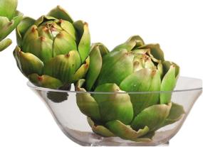 img 3 attached to 🌿 Green Fake Artichokes for Home Kitchen & Party Decoration - Set of 4 Artificial Artichokes, Faux Vegetables, Plastic Flowers - Ideal for Christmas & Weddings