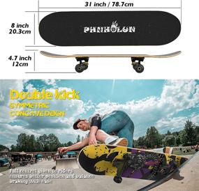 img 1 attached to Complete Skateboard for Beginners: 31x8 Trick Skateboard with 7-Layer Canadian Maple 🛹 Double Kick Concave - Ideal Skateboards for Kids, Boys, Girls, Teens, Youth, and Adults