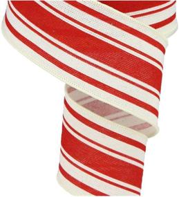 img 1 attached to 🎀 10 Yard Ivory and Farmhouse Red Farmhouse Stripe Cotton Ribbon - 2.5 Inches Wide, Wired Edge