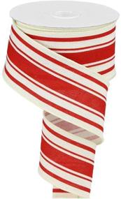 img 2 attached to 🎀 10 Yard Ivory and Farmhouse Red Farmhouse Stripe Cotton Ribbon - 2.5 Inches Wide, Wired Edge