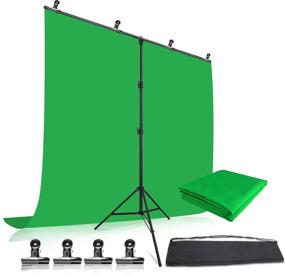 img 4 attached to Premium 4.9x6.5ft Green Screen Backdrop Set - Anti-Wrinkle, Washable 100% Cotton for Chromakey Video Photography