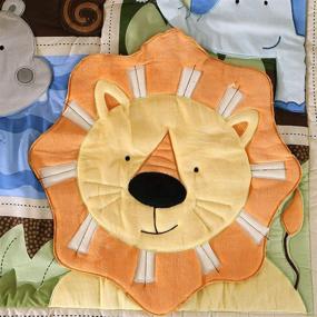 img 2 attached to 🦁 3 Piece Baby Crib Bedding Set in Brown Woodland Animals Lion Elephant Design - Nursery Bedding Sets for Baby Boys and Girls by VIVILINEN