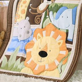 img 3 attached to 🦁 3 Piece Baby Crib Bedding Set in Brown Woodland Animals Lion Elephant Design - Nursery Bedding Sets for Baby Boys and Girls by VIVILINEN