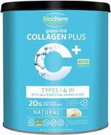 biochem collagen plus protein - natural flavor - 20g collagen powder for hair, skin, joint & bone health - amino acid - soft tissue support - 1.4lb keto-friendly formula". logo