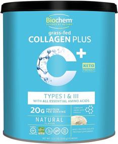 img 4 attached to Biochem Collagen Plus Protein - Natural Flavor - 20g Collagen Powder for Hair, Skin, Joint & Bone Health - Amino Acid - Soft Tissue Support - 1.4lb Keto-Friendly Formula".