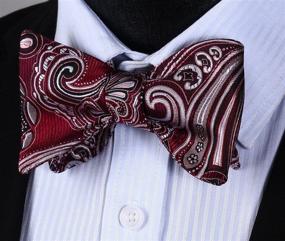 img 2 attached to Burgundy Paisley Floral Jacquard Men's 👔 Accessories: Ties, Cummerbunds & Pocket Squares by HISDERN