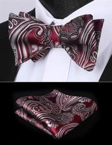 img 3 attached to Burgundy Paisley Floral Jacquard Men's 👔 Accessories: Ties, Cummerbunds & Pocket Squares by HISDERN