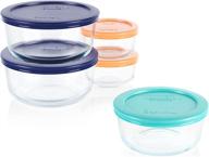 practical storage solution: pyrex simply store 10 piece set with vibrant colored lids логотип