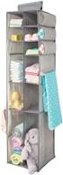 🗄️ mdesign gray hanging storage organizer with 12 divided shelves, side pockets - perfect for child/kids room or nursery to store diapers, wipes, lotions, toys logo