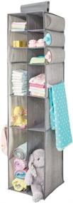 img 4 attached to 🗄️ mDesign Gray Hanging Storage Organizer with 12 Divided Shelves, Side Pockets - Perfect for Child/Kids Room or Nursery to Store Diapers, Wipes, Lotions, Toys