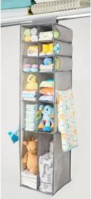 img 3 attached to 🗄️ mDesign Gray Hanging Storage Organizer with 12 Divided Shelves, Side Pockets - Perfect for Child/Kids Room or Nursery to Store Diapers, Wipes, Lotions, Toys