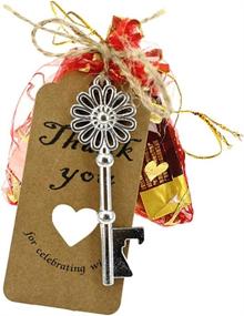 img 2 attached to 🔑 80-Piece Silver Tone Skeleton Key Bottle Opener Set - Wedding Party Favors with Escort Tag and Jute Rope - 8 Stylish Designs