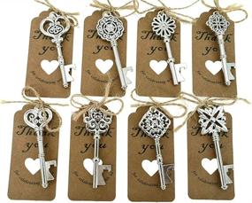 img 4 attached to 🔑 80-Piece Silver Tone Skeleton Key Bottle Opener Set - Wedding Party Favors with Escort Tag and Jute Rope - 8 Stylish Designs