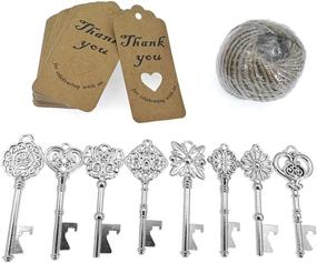 img 3 attached to 🔑 80-Piece Silver Tone Skeleton Key Bottle Opener Set - Wedding Party Favors with Escort Tag and Jute Rope - 8 Stylish Designs