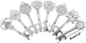 img 1 attached to 🔑 80-Piece Silver Tone Skeleton Key Bottle Opener Set - Wedding Party Favors with Escort Tag and Jute Rope - 8 Stylish Designs