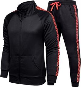 img 4 attached to 🏃 Transform Your Activewear Collection with DUOFIER Stripe Drawstring Waistband Tracksuit for Men