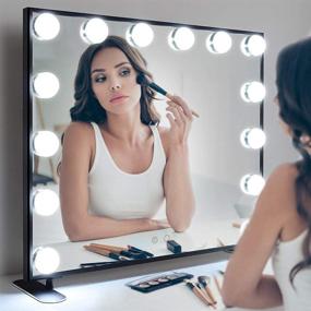 img 4 attached to 🎥 Nitin Hollywood Vanity Mirror with Lights, Black Makeup Mirror Illuminated by 14 Bulbs - Tabletop/Wall Mounted Mirror for Bedroom or Dressing Room (Black)