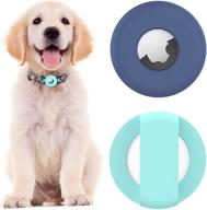 🐻 ursoq 2 pack silicone protective case for airtags 2021 - anti-lost pet loop holder in blue &amp; green logo