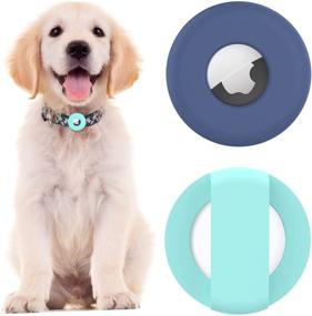 img 4 attached to 🐻 URSOQ 2 Pack Silicone Protective Case for AirTags 2021 - Anti-Lost Pet Loop Holder in Blue &amp; Green